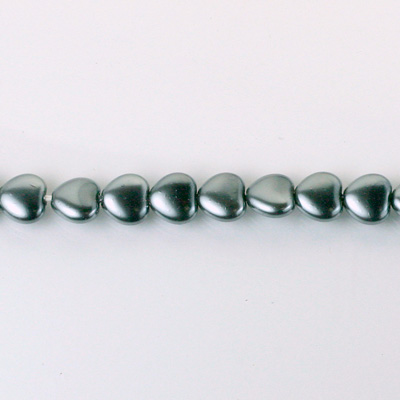 Czech Glass Pearl Bead - Heart 06x6MM DARK GREY 70445