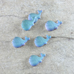 Glass Flat Back Whale - 08MM MATTE BERMUDA BLUE Foiled