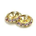 Czech Rhinestone Rondelle Shrag Rivoli Back Setting - Round 20MM outside with 14mm Recess CRYSTAL AB-GOLD