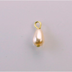Glass Bead with 1 Brass Loop Pearl Pear Shape 10x6MM CREME