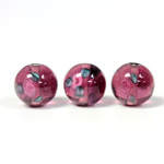 Czech Glass Lampwork Bead - Smooth Round 12MM Flower ON AMETHYST