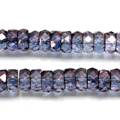 Czech Glass Fire Polished Bead - Rondelle 08x4MM LUMI COAT PURPLE