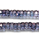 Czech Glass Fire Polished Bead - Rondelle 08x4MM LUMI COAT PURPLE