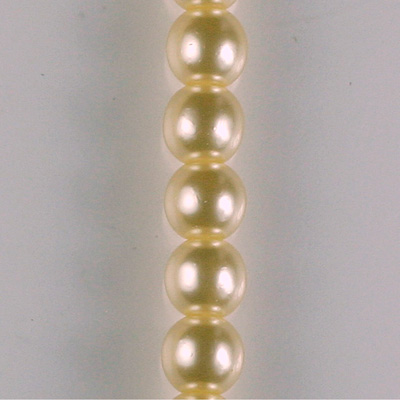 Czech Glass Pearl Large Hole Bead - Round 08MM CREME 70414