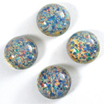 Glass Medium Dome Lampwork Cabochon - Round 15MM BLUE OPAL (04531)