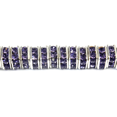 Czech Rhinestone Rondelle - Square 04.5MM TANZANITE-SILVER