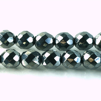 Czech Glass Fire Polish Bead - Round 10MM Full Coated HEMATITE
