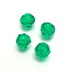 Plastic Bead - Transparent Faceted Round 10MM EMERALD