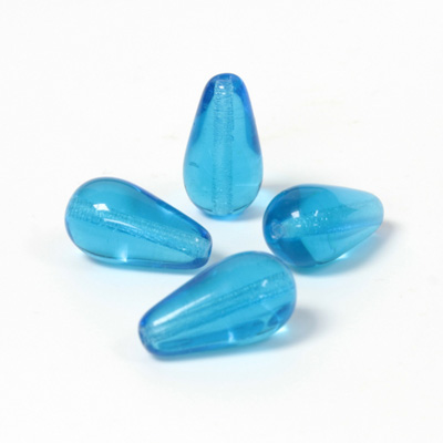 Czech Pressed Glass Bead - Smooth Pear 15x8MM AQUA