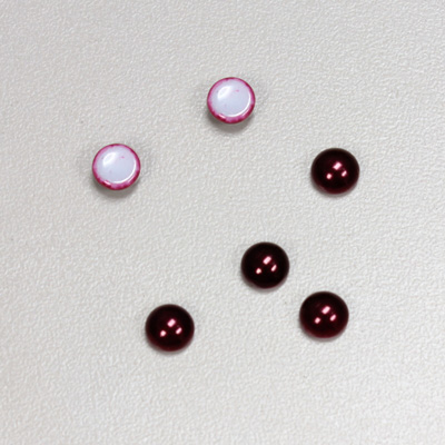 Glass Medium Dome Cabochon Pearl Spray Finish - Round 06MM GARNET