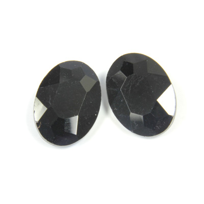 Cut Crystal Point Back Fancy Stone Unfoiled - Oval 18x13MM JET