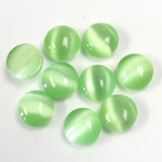 Fiber-Optic Cabochon - Round 09MM CAT'S EYE LT GREEN