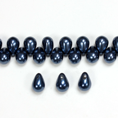 Glass Pendant Pearl Drop 8x6MM NAVY