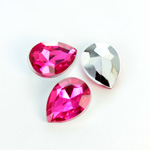 Plastic Point Back Foiled Stone - Pear 18x13MM ROSE