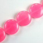 Gemstone Bead - Smooth Round Lentil 18MM Dyed QUARTZ Col. 27 ROSE