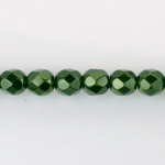Czech Glass Pearl Faceted Fire Polish Bead - Round 06MM HUNTER GREEN 70958
