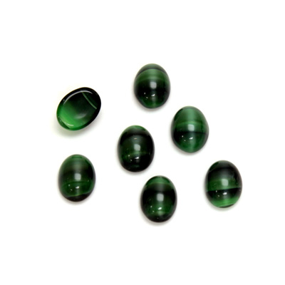 Glass Medium Dome Cabochon - Oval 08x6MM TIGEREYE GREEN