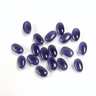 Fiber-Optic Cabochon - Oval 06x4MM CAT'S EYE BLUE