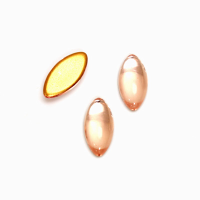 Glass Medium Dome Foiled Cabochon - Navette 15x7MM ROSALINE