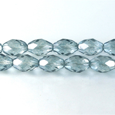 Czech Glass Fire Polish Bead - Oval 11x8MM LUMI COATED BLUE