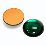 Glass Medium Dome Foiled Cabochon - Round 21MM EMERALD