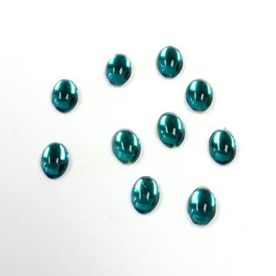 Plastic Flat Back Foiled Cabochon - Oval 06x4MM EMERALD