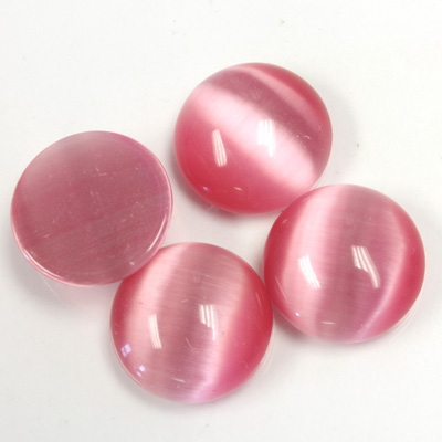 Fiber-Optic Cabochon - Round 15MM CAT'S EYE LT PINK