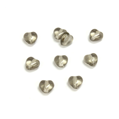 Czech Pressed Glass Bead - Smooth Heart 06x6MM BLACK DIAMOND