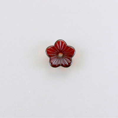 German Glass Flower with Center Hole - Round 07MM GARNET