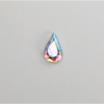 Glass Flat Back Rose Cut Fancy Foiled Stone  - Pear 10x6MM CRYSTAL AB