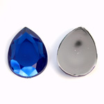 Plastic Flat Back Foiled Rose Cut Rhinestone - Pear 25x18MM SAPPHIRE