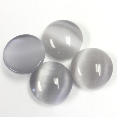 Fiber-Optic Cabochon - Round 15MM CAT'S EYE LT GREY