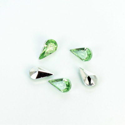 Plastic Point Back Foiled Stone - Pear 10x6MM PERIDOT