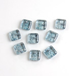 Czech Pressed Glass Pendant - Smooth Square 06x6MM LUMI COATED BLUE