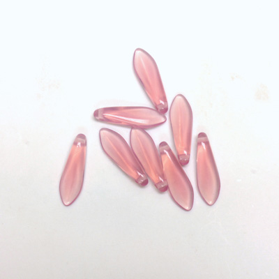 Czech Pressed Glass Pendant - Spear 16x5MM ROSE OPAL