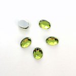 Plastic Flat Back Foiled Rose Cut Rhinestone - Oval 08x6MM OLIVINE