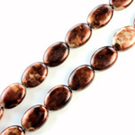 Czech Pressed Glass Bead - Flat Oval 12x9MM PATINA COPPER