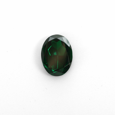 Glass Point Back Foiled Tin Table Cut (TTC) Stone - Oval 14x10MM EMERALD