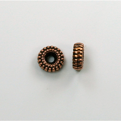 Metalized Plastic Bead - Ribbed Round Spacer 08MM ANT COPPER