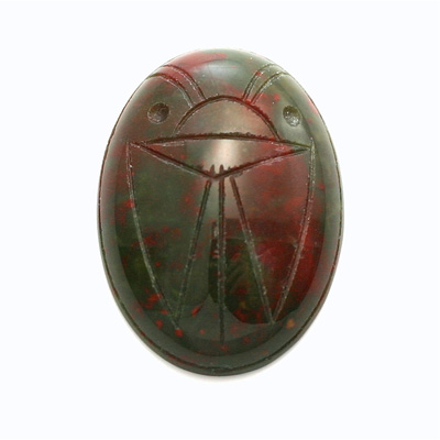 Gemstone Flat Back Carved Scarab 30x22MM BLOODSTONE