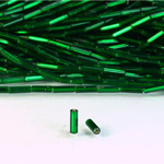 Preciosa Czech Glass Bugle Bead with Square Hole - Size 3 DARK EMERALD SL 57620