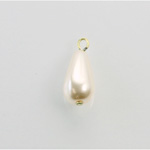 Czech Glass Pearl Bead with 1 Brass Loop - Pear 15x8MM WHITE