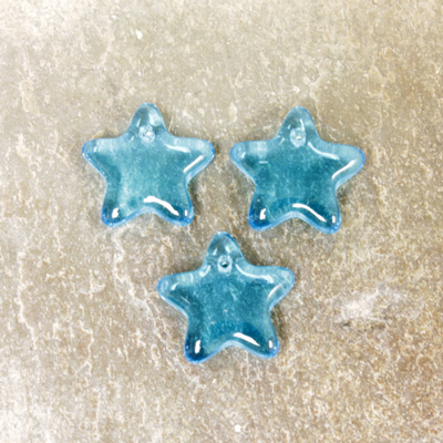 German Pressed Glass Pendant - Smooth Star 11MM AQUA