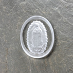 Glass Crystal Painting with Carved Intaglio - Virgin Guadalupe Oval 30x22MM MATTE CRYSTAL on CRYSTAL