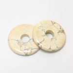 Gemstone Bead - Donut Round Smooth 40MM WHITE HOWLITE