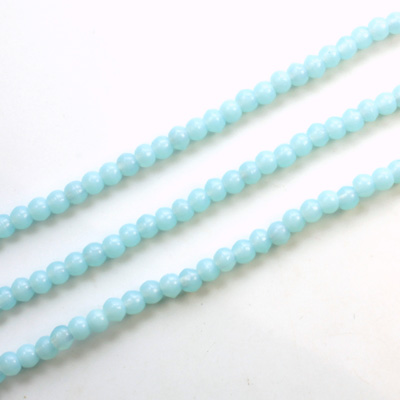 Czech Pressed Glass Bead - Smooth Round 03MM OPAL AQUA