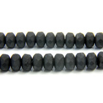 Czech Glass Fire Polish Bead - Rondelle Donut 07x4MM MATTE JET