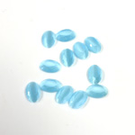 Fiber-Optic Flat Back Stone with Faceted Top and Table - Oval 06x4MM CAT'S EYE AQUA
