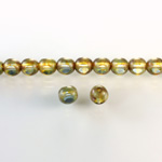 Czech Glass Fire Polish Bead 3 Cut Window 06MM BLUE-GREEN 87331 with DIFFUSION COATING
