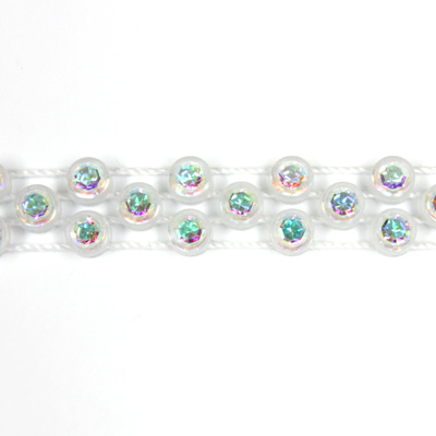 Plastic Rhinestone Banding Alternating Three Row SS13 CRYSTAL AB-ALABASTER